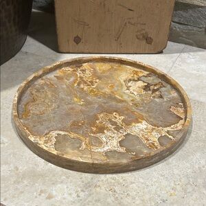 SOLD- Natural Stone Marble Decorative Round Tray